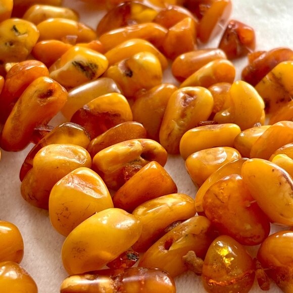 VINTAGE Antique Genuine BALTIC AMBER Egg Yolk Nuggets Necklace  71 g - Picture 5 of 13